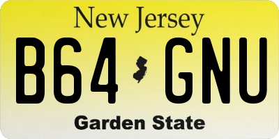 NJ license plate B64GNU