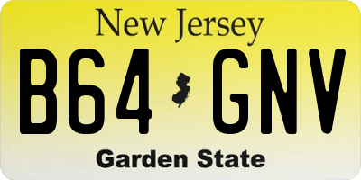 NJ license plate B64GNV