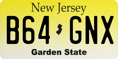 NJ license plate B64GNX