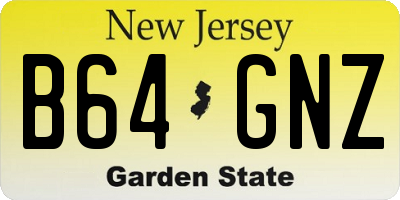 NJ license plate B64GNZ