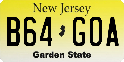 NJ license plate B64GOA