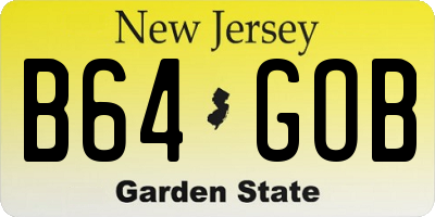 NJ license plate B64GOB