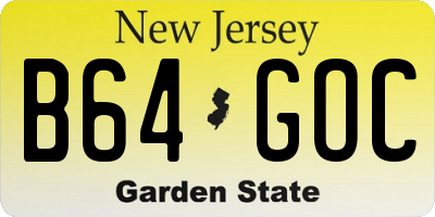 NJ license plate B64GOC