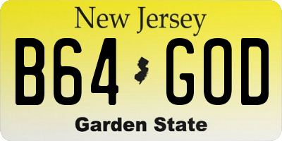 NJ license plate B64GOD