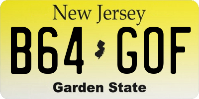NJ license plate B64GOF