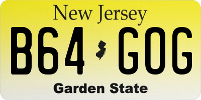 NJ license plate B64GOG