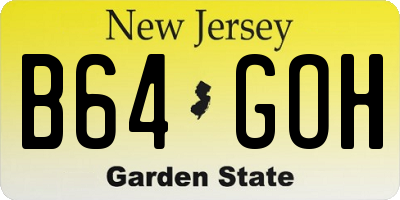 NJ license plate B64GOH