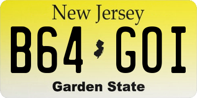 NJ license plate B64GOI