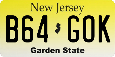 NJ license plate B64GOK