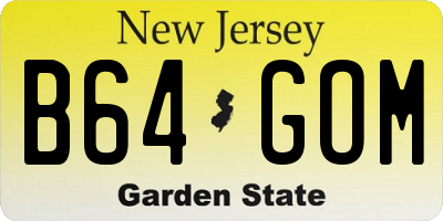 NJ license plate B64GOM
