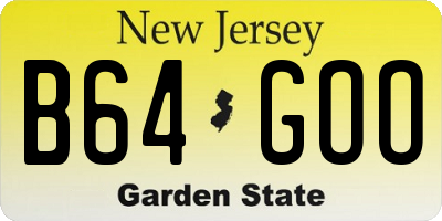 NJ license plate B64GOO