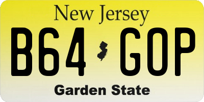 NJ license plate B64GOP