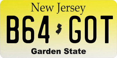 NJ license plate B64GOT