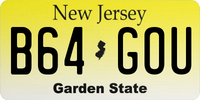 NJ license plate B64GOU