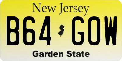 NJ license plate B64GOW