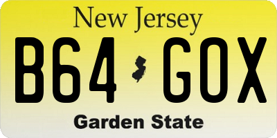 NJ license plate B64GOX