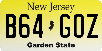 NJ license plate B64GOZ