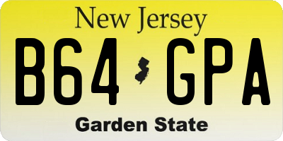NJ license plate B64GPA