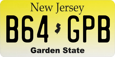 NJ license plate B64GPB