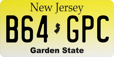 NJ license plate B64GPC