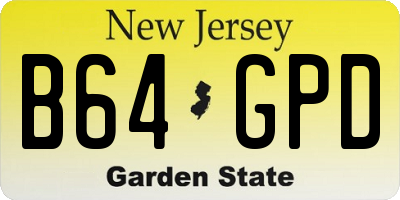 NJ license plate B64GPD