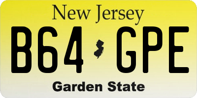 NJ license plate B64GPE