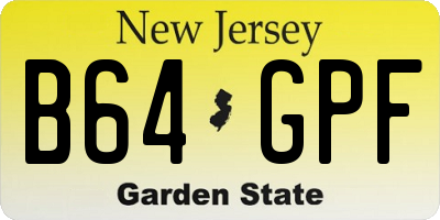 NJ license plate B64GPF