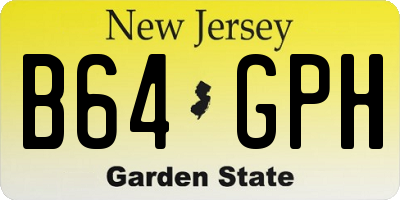 NJ license plate B64GPH