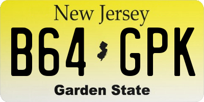 NJ license plate B64GPK