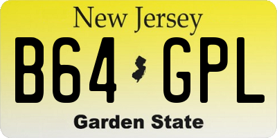 NJ license plate B64GPL