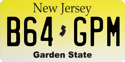 NJ license plate B64GPM