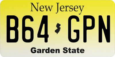 NJ license plate B64GPN