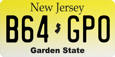 NJ license plate B64GPO