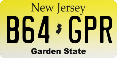 NJ license plate B64GPR