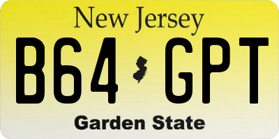 NJ license plate B64GPT