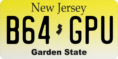 NJ license plate B64GPU