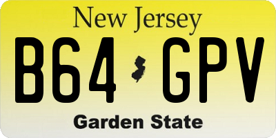 NJ license plate B64GPV