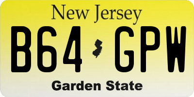 NJ license plate B64GPW