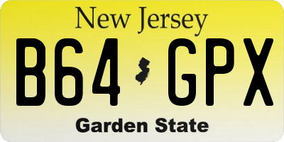 NJ license plate B64GPX