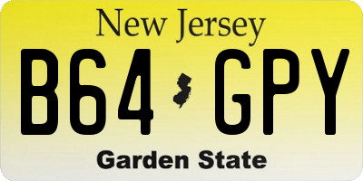 NJ license plate B64GPY