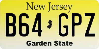 NJ license plate B64GPZ