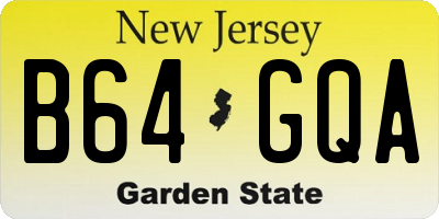 NJ license plate B64GQA