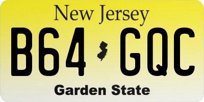 NJ license plate B64GQC