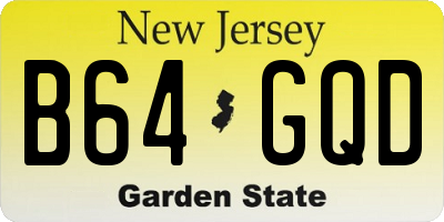 NJ license plate B64GQD
