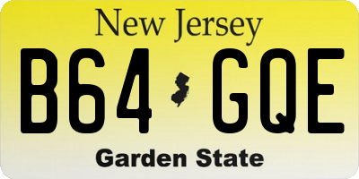 NJ license plate B64GQE