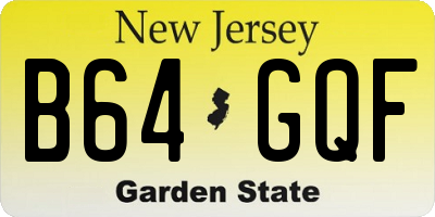 NJ license plate B64GQF