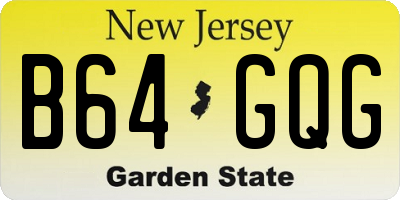 NJ license plate B64GQG