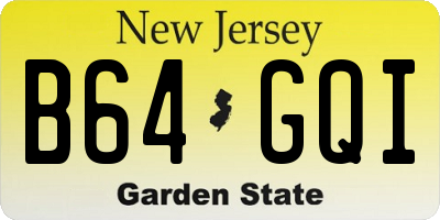 NJ license plate B64GQI