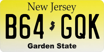 NJ license plate B64GQK