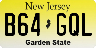 NJ license plate B64GQL